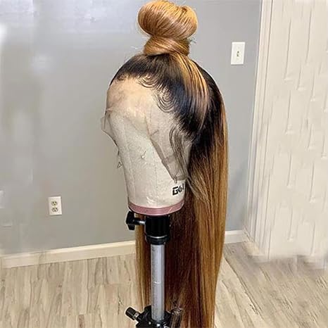 Wig store-Straight-Ombre Honey Blonde Human Hair Wig 13×6 HD Transparent Lace Front 2 Tones with Dark Roots #1B27 Ombre Blonde Glueless Wigs 22 Inch 150% Density Pre Plucked with Baby Hair Lace Frontal Wigs for Women 2 Wig store-Straight-Ombre Honey Blonde Human Hair Wig 13x6 HD Transparent Lace Front 2 Tones with Dark Roots #1B27 Ombre Blonde Glueless Wigs 22 Inch 150% Density Pre Plucked with Baby Hair Lace Frontal Wigs for Women - Image 2