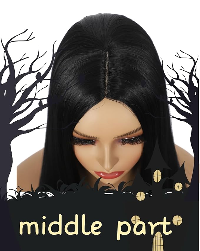 Wig store-Long Hair-Black Wig Straight Wig Middle Part 26 inch Long Synthetic Hair Replacement Wig for Festival Party 3 Wig store-Long Hair-Black Wig Straight Wig Middle Part 26 inch Long Synthetic Hair Replacement Wig for Festival Party - Image 3