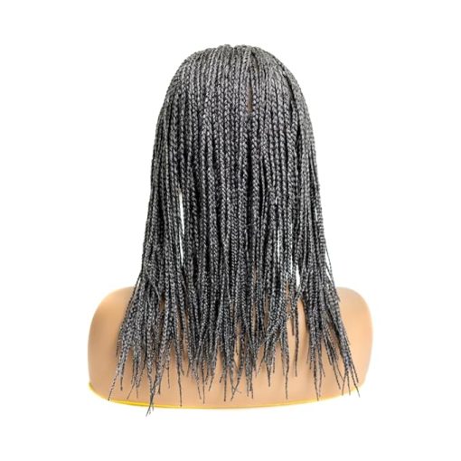 Wig store-Coily-PIB Single Full Lace Knotless Box Braid Wig Square Parted Braided Wigs for Black Women Braid Wig with Natural Baby Hair (#44 Charcoal Gray- 12")