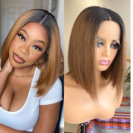 Wig store-Straight-1B/30 Ombre Brown Lace Front Wigs Human Hair 12 Inch Pre Plucked Colored Bob Wig 13x4x1 Middle Part Human Hair Wig For Black Women Wig store-Straight-1B/30 Ombre Brown Lace Front Wigs Human Hair 12 Inch Pre Plucked Colored Bob Wig 13x4x1 Middle Part Human Hair Wig For Black Women