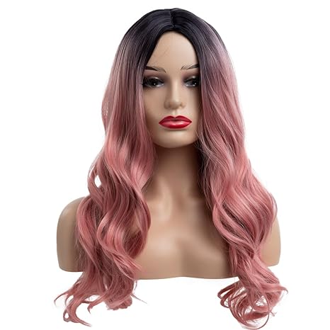 Wig store-Wavy-Long Curly Wavy Ombre Pink Wig for Women Synthetic Replacement Costume Halloween Natural Hair Wigs for Daily Use … 2 Wig store-Wavy-Long Curly Wavy Ombre Pink Wig for Women Synthetic Replacement Costume Halloween Natural Hair Wigs for Daily Use … - Image 2
