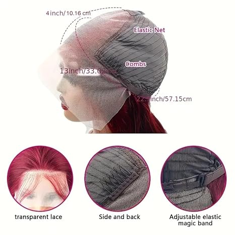 Wig store-Wavy-99j Burgundy Lace Front Wigs Human Hair 13×4 Body Wave Wig 180% Density Glueless Frontal Wigs Human Hair Pre Plucked Brazilian Virgin Human Hair Wigs Colored Wine Red for Women (32inch) 3 Wig store-Wavy-99j Burgundy Lace Front Wigs Human Hair 13x4 Body Wave Wig 180% Density Glueless Frontal Wigs Human Hair Pre Plucked Brazilian Virgin Human Hair Wigs Colored Wine Red for Women (32inch) - Image 3