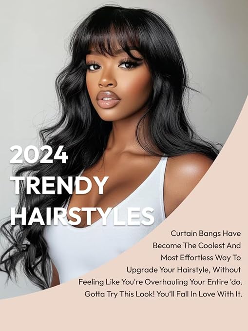 Wig store-Wavy-Beauty Forever Black Fluffy Natural Loose Wave Curtain Bangs Wig Glueless Wigs Human Hair Pre Plucked Pre Cut 7×5 Bye Bye Knots Lace Closure Ready to Wear Wig for Women 180% Density 16 Inch 3 Wig store-Wavy-Beauty Forever Black Fluffy Natural Loose Wave Curtain Bangs Wig Glueless Wigs Human Hair Pre Plucked Pre Cut 7x5 Bye Bye Knots Lace Closure Ready to Wear Wig for Women 180% Density 16 Inch - Image 3