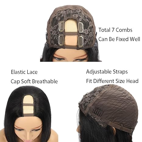 Wig store-Straight-Mylene U Part Bob Wigs Human Hair For Black Women 8 inch Short Bob Straight Wig Brazilian 150% Density Clip in Half Wig Natural Color (8Inch- U-Part Bob) 3 Wig store-Straight-Mylene U Part Bob Wigs Human Hair For Black Women 8 inch Short Bob Straight Wig Brazilian 150% Density Clip in Half Wig Natural Color (8Inch- U-Part Bob) - Image 3