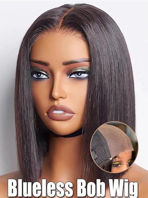 Wig store-Straight-glueless bob wigs human hair pre plucked pre cut 4×4 wear and go straight front bob wig glueless human hair density 180% short straight bob glueless wigs for black women 14inch 3 Wig store-Straight-glueless bob wigs human hair pre plucked pre cut 4x4 wear and go straight front bob wig glueless human hair density 180% short straight bob glueless wigs for black women 14inch - Image 3