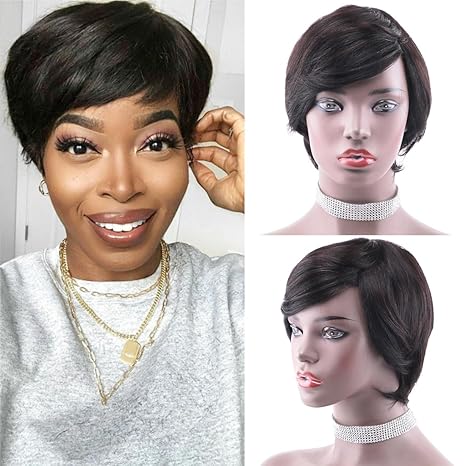 Wig store-Straight-REYNA Pixie Cut Wig Human Hair Short Bob Wig with Bangs Short Layered Pixie Cut Wigs for Black Women Brazilian Human Hair Glueless Natural Black Color Wig store-Straight-REYNA Pixie Cut Wig Human Hair Short Bob Wig with Bangs Short Layered Pixie Cut Wigs for Black Women Brazilian Human Hair Glueless Natural Black Color