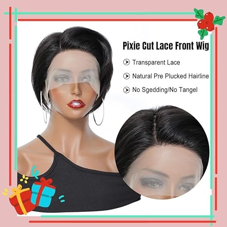 Wig store-Straight-Ms Taj Short Wigs for Black Women Human Hair Pixie Cut Wig Short Lace Front Human Hair Wigs 13X6X1 Lace Frontal Wigs Side Part Wig Pre Plucked with Baby Hair 150% Density 3 Wig store-Straight-Ms Taj Short Wigs for Black Women Human Hair Pixie Cut Wig Short Lace Front Human Hair Wigs 13X6X1 Lace Frontal Wigs Side Part Wig Pre Plucked with Baby Hair 150% Density - Image 3