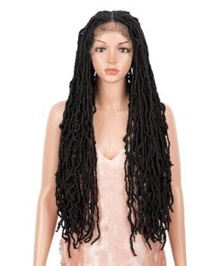 Wig store-Curly-Style Icon 32″ Faux Locs Wig Long Dreadlock Wig with Baby Hair Goddess Wigs Synthetic Twist Hair Wig (32 Inches- 1B)