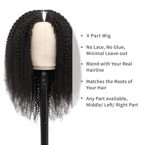 Wig store-Curly-V Part Wig Human Hair For Black Women Upgrade U Part Wig Human Hair Kinky Curly Wig 100% Virgin Hair Glueless Wear and Go Wig Minimal Leave Out 200% Density (Kinky Curly- 16 Inch) 2 Wig store-Curly-V Part Wig Human Hair For Black Women Upgrade U Part Wig Human Hair Kinky Curly Wig 100% Virgin Hair Glueless Wear and Go Wig Minimal Leave Out 200% Density (Kinky Curly- 16 Inch) - Image 2