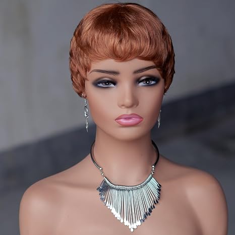 Wig store-Wavy-Pixie Cut Wig Human Hair for Black Women 30# Chocolate Brown Short Wigs Human Hair Glueless Wig with Bangs Brazilian Real Human Hair Layered Haircut Wigs Full Machine Made Wig 2 Wig store-Wavy-Pixie Cut Wig Human Hair for Black Women 30# Chocolate Brown Short Wigs Human Hair Glueless Wig with Bangs Brazilian Real Human Hair Layered Haircut Wigs Full Machine Made Wig - Image 2
