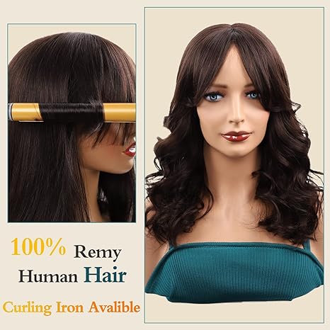 Wig store-Long Hair-Long Brown Wig with Bangs Human Hair – Straight Wig 100% Virgin Remy Hair Curly Wigs for White Black Women Natural Looking Hair Replacement Wigs 2 Wig store-Long Hair-Long Brown Wig with Bangs Human Hair - Straight Wig 100% Virgin Remy Hair Curly Wigs for White Black Women Natural Looking Hair Replacement Wigs - Image 2