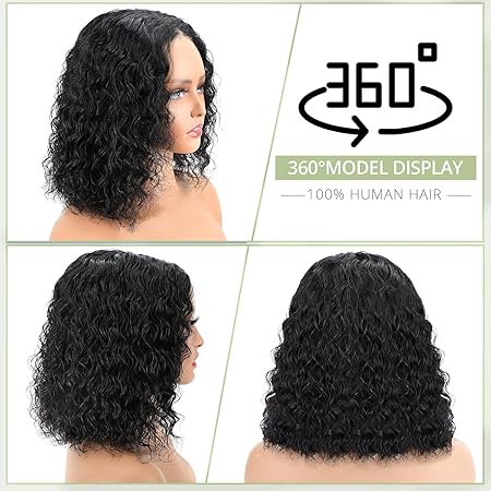 Wig store-Thick-Glueless Wigs Human Hair pre plucked Pre Cut Short Curly Bob Lace Front Wigs for Black Women 4×4 Lace Closure Glueless Wig with Elastic Band for Beginners 14 Inch 3 Wig store-Thick-Glueless Wigs Human Hair pre plucked Pre Cut Short Curly Bob Lace Front Wigs for Black Women 4x4 Lace Closure Glueless Wig with Elastic Band for Beginners 14 Inch - Image 3
