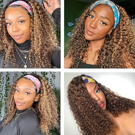 Wig store-Wavy-22 Inch P4/27 Ombre Blonde Headband Wig Human Hair Grade 8A Brazilian Virgin Hair Glueless No Lace Wig Highlight Honey Blonde Water Wig Human Hair Machine Made Headband Wig 150% Density 2 Wig store-Wavy-22 Inch P4/27 Ombre Blonde Headband Wig Human Hair Grade 8A Brazilian Virgin Hair Glueless No Lace Wig Highlight Honey Blonde Water Wig Human Hair Machine Made Headband Wig 150% Density - Image 2