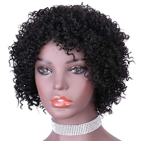Wig store-Curly-Short Afro Kinky Curly Human Hair Wigs For Black Women Glueless Brazilian Virgin Short Curly Afro Wigs with Bangs None Lace 150% Density Unprocessed Afro Wig Human Hair Curly Machine Made 2 Wig store-Curly-Short Afro Kinky Curly Human Hair Wigs For Black Women Glueless Brazilian Virgin Short Curly Afro Wigs with Bangs None Lace 150% Density Unprocessed Afro Wig Human Hair Curly Machine Made - Image 2