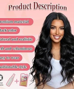 Wig store-Wavy-Long Black Wavy Wig with Lace Hairline 26 Inch Middle Part Curly Wigs for Women Synthetic Heat Resistant Fibers Wig for Daily Wear and Party Use (Black) 2