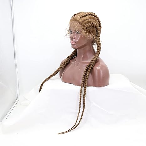 Wig store-Curly-xiweiya 36inch Mixed Goldend Blonde Braids Wig 4xTwist Double Dutch Braids 100% Hand Made Braided Wig with Baby Hairs Ash Brown Cornrow Braids Wig For Women 2 Wig store-Curly-xiweiya 36inch Mixed Goldend Blonde Braids Wig 4xTwist Double Dutch Braids 100% Hand Made Braided Wig with Baby Hairs Ash Brown Cornrow Braids Wig For Women - Image 2