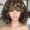 Wig store-Coily-PRETTIEST Afro Curly Wigs with Bangs for Black Women Kinky Curly Wig for Daily Wear (Ombre Blonde)