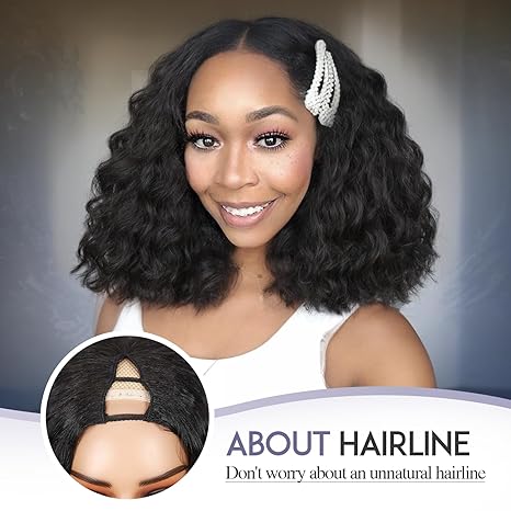 Wig store-Curly-Quantum Love V part Curly Wavy Wigs Short Bob Loose Curly Wig Wear And Go Synthetic Glueless Natural Black Wig 14 Inches 3 Wig store-Curly-Quantum Love V part Curly Wavy Wigs Short Bob Loose Curly Wig Wear And Go Synthetic Glueless Natural Black Wig 14 Inches - Image 3