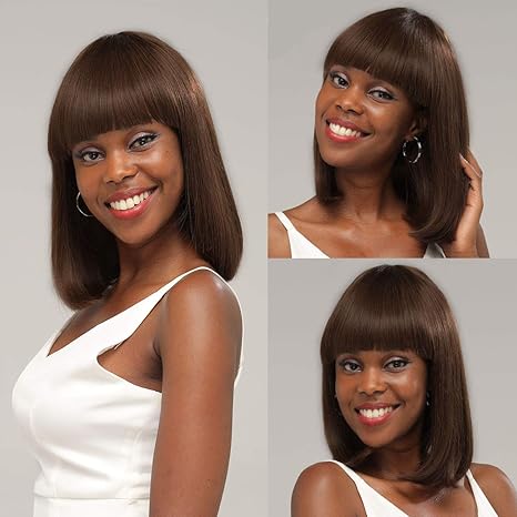 Wig store-Straight-SUYYA Straight Bob Wig Human Hair with Bangs 100% Virgin Human Hair Wigs 10 inches Dark Brown Short Bob Wigs for Women(10 inch #2 Dark Brown) Wig store-Straight-SUYYA Straight Bob Wig Human Hair with Bangs 100% Virgin Human Hair Wigs 10 inches Dark Brown Short Bob Wigs for Women(10 inch #2 Dark Brown)
