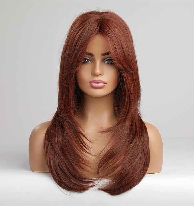 Wig store-Normal-vedar Auburn Red Wigs with Bangs- Copper Red Wigs for Women 2 Wig store-Normal-vedar Auburn Red Wigs with Bangs- Copper Red Wigs for Women - Image 2