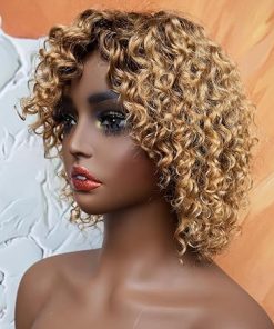 Wig store-Wavy-12inch short water wave wig with bangs glueless wear and go- 100% human hair wigs for black women 2