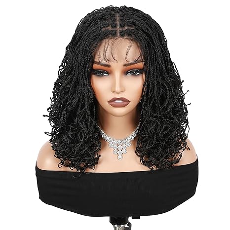 Wig store-Braid-Micro Twist Braided Double Full Lace Wigs for Black Women Mini Braid Wig with Baby Hair Short Curly Box Braid Lace Synthetic Black Hair 14Inch 2 Wig store-Braid-Micro Twist Braided Double Full Lace Wigs for Black Women Mini Braid Wig with Baby Hair Short Curly Box Braid Lace Synthetic Black Hair 14Inch - Image 2