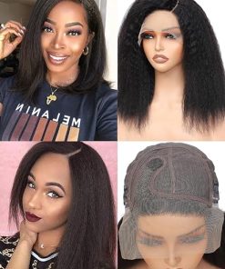 Wig store-Straight-kinky straight lace front wigs human hair pre plucked 180 density 100 percent yaki straight 6x4x1 c side part transparent hd lace glueless human hair wigs for women 12 inch 2
