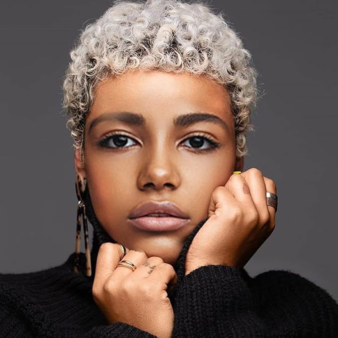 Wig store-Curly-XIUFAXIRUSI XIUFAXIRUSI Short Ombre Grey Afro Curly Wigs for Black Women Mixed Blonde Kinky Curly Wig Short Pixie Cut Natural Looking Synthetic Wigs Wig store-Curly-XIUFAXIRUSI XIUFAXIRUSI Short Ombre Grey Afro Curly Wigs for Black Women Mixed Blonde Kinky Curly Wig Short Pixie Cut Natural Looking Synthetic Wigs