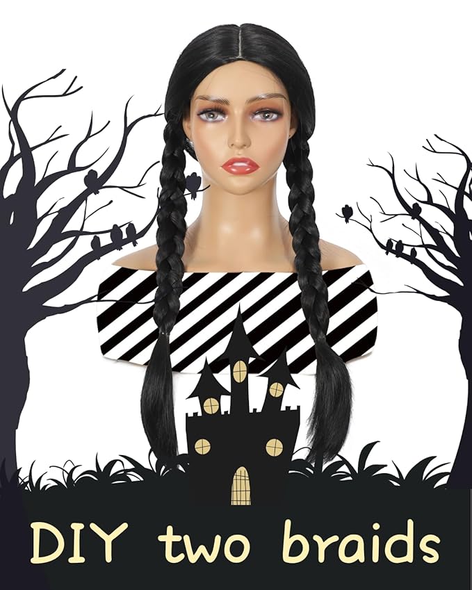 Wig store-Long Hair-Black Wig Straight Wig Middle Part 26 inch Long Synthetic Hair Replacement Wig for Festival Party 2 Wig store-Long Hair-Black Wig Straight Wig Middle Part 26 inch Long Synthetic Hair Replacement Wig for Festival Party - Image 2