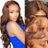 Wig store-Straight-Long Brown Straight Wigs with Bangs 30 Inch Synthetic Lace Front Wig for Women Pre Cut HD Lace Wig Middle Part Put On Go Glueless Wigs with Natural Hairline 5