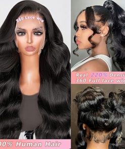 Wig store-Curly-360 Lace Front Wigs Human Hair Body Wave 220 Density HD Lace Front Wigs Human Hair Pre Plucked Full Lace Human Hair Wigs For Women Natural Hairline With Baby Hair (220 Density 360 Wig- 22 Inch) 2