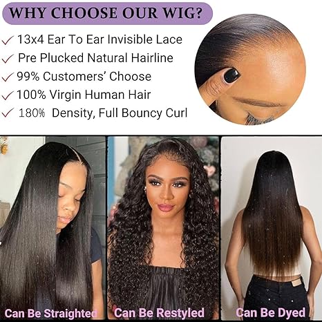 Wig store-Curly-Body Wave Lace Front Wigs Human Hair 180% Density Human Hair Lace Front Wigs 13×4 Glueless Wigs Human Hair Pre Plucked with Baby Hair Natural Color 26 Inch 3 Wig store-Curly-Body Wave Lace Front Wigs Human Hair 180% Density Human Hair Lace Front Wigs 13x4 Glueless Wigs Human Hair Pre Plucked with Baby Hair Natural Color 26 Inch - Image 3