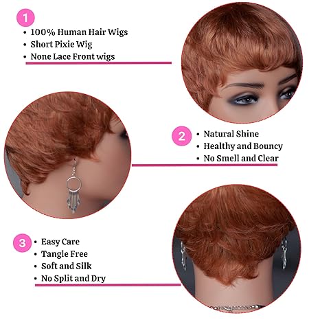 Wig store-Wavy-Pixie Cut Wig Human Hair for Black Women 30# Chocolate Brown Short Wigs Human Hair Glueless Wig with Bangs Brazilian Real Human Hair Layered Haircut Wigs Full Machine Made Wig 3 Wig store-Wavy-Pixie Cut Wig Human Hair for Black Women 30# Chocolate Brown Short Wigs Human Hair Glueless Wig with Bangs Brazilian Real Human Hair Layered Haircut Wigs Full Machine Made Wig - Image 3