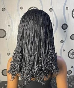 Wig store-Curly-RealWigs 18” Black Headband Braided Wig Box Braids with Curly Tips 2