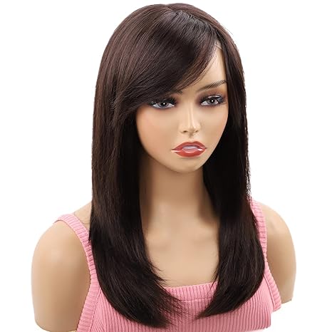 Wig store-Long Hair-Long Brown Wig with Bangs Human Hair – Straight Wig 100% Virgin Remy Hair Curly Wigs for White Black Women Natural Looking Hair Replacement Wigs Wig store-Long Hair-Long Brown Wig with Bangs Human Hair - Straight Wig 100% Virgin Remy Hair Curly Wigs for White Black Women Natural Looking Hair Replacement Wigs