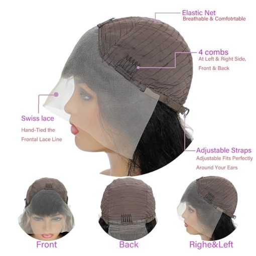 Wig store-13x4 Lace Front Wigs Human Hair-Body Wave Lace Front Wigs Human Hair Pre Plucked 13x4 Glueless Wigs Human Hair 180% Density HD Lace Frontal Wigs for Black Women Short Wigs Human Hair with Baby Hair Natural Color 16 Inch - Image 3