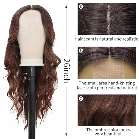 Wig store-Curly-YXCHERISHAIR Long Wavy Wigs for Women Brown Middle Part Curly Wavy Wig Natural Looking Synthetic Heat Resistant Fiber Wig for Daily Party Use (26inch- Brown) 2 Wig store-Curly-YXCHERISHAIR Long Wavy Wigs for Women Brown Middle Part Curly Wavy Wig Natural Looking Synthetic Heat Resistant Fiber Wig for Daily Party Use (26inch- Brown) - Image 2