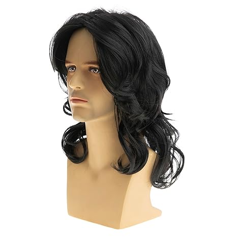 Wig store-Long Hair-Baruisi Long Black Wigs for Men Synthetic Layered Wavy Cosplay Party Wig 2 Wig store-Long Hair-Baruisi Long Black Wigs for Men Synthetic Layered Wavy Cosplay Party Wig - Image 2