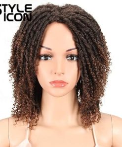 Wig store-Twist Locs-Style Icon 6″ Short Dreadlock Wig Twist Wigs for Black Women Short Curly Synthetic Wigs (6″- T1B/30)
