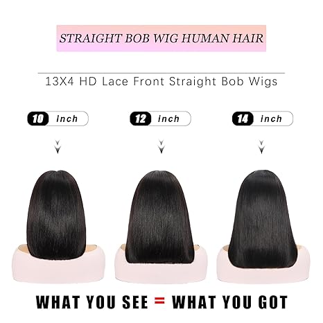Wig store-Straight-Straight Bob Wig Human Hair 13×4 HD Lace Front Bob Wigs for Black Women 180% Density 12A Glueless Bob Wigs Human Hair Pre Plucked with Baby Hair 12 Inch Bob Human Hair Wig Natural Black 3 Wig store-Straight-Straight Bob Wig Human Hair 13x4 HD Lace Front Bob Wigs for Black Women 180% Density 12A Glueless Bob Wigs Human Hair Pre Plucked with Baby Hair 12 Inch Bob Human Hair Wig Natural Black - Image 3