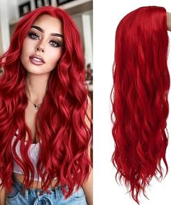 Wig store-Long Hair-Baruisi Red Wig Long Wavy Middle Part Red Wigs for Women Natural Synthetic Replacement Hair Wig-27inch
