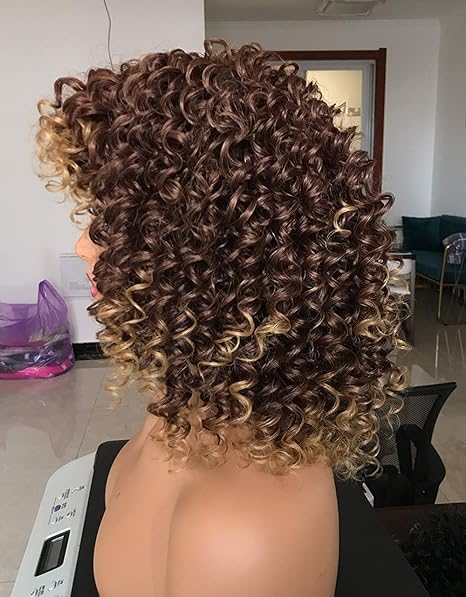 Wig store-Coily-PRETTIEST Afro Curly Wigs with Bangs for Black Women Kinky Curly Wig for Daily Wear (Ombre Blonde) 2 Wig store-Coily-PRETTIEST Afro Curly Wigs with Bangs for Black Women Kinky Curly Wig for Daily Wear (Ombre Blonde) - Image 2