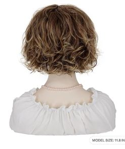 Wig store-Curly-ELIM Short Curly Wigs for White Women Blonde Mixed Brown Synthetic Hair Wig Wavy Curly Cosplay Wigs for Daily Party Use with Wig Cap Z308 2