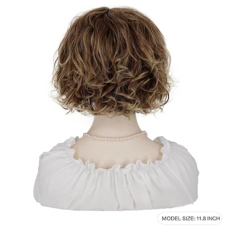 Wig store-Curly-ELIM Short Curly Wigs for White Women Blonde Mixed Brown Synthetic Hair Wig Wavy Curly Cosplay Wigs for Daily Party Use with Wig Cap Z308 2 Wig store-Curly-ELIM Short Curly Wigs for White Women Blonde Mixed Brown Synthetic Hair Wig Wavy Curly Cosplay Wigs for Daily Party Use with Wig Cap Z308 - Image 2