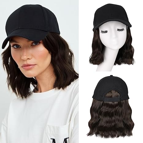 Wig store-Wavy-FORCUTEU Hat Wigs for Women Baseball Cap with Hair Extensions Short Wave Synthetic baseball Cap Wig for Women Adjustable Hat with Hair Attached for Daily Use(14inch) Wig store-Wavy-FORCUTEU Hat Wigs for Women Baseball Cap with Hair Extensions Short Wave Synthetic baseball Cap Wig for Women Adjustable Hat with Hair Attached for Daily Use(14inch)