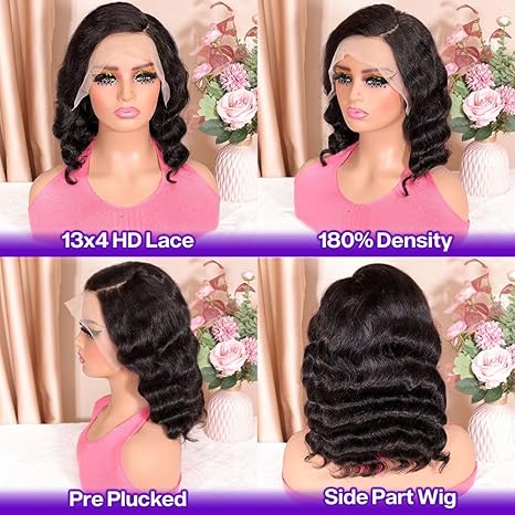 Wig store-Thick-Body Wave Bob Wig Human Hair 13×4 HD Lace Front Wigs Human Hair Pre Plucked 180% Density Glueless Wig Bob Wigs for Black Women Body Wave Lace Frontal Wigs Human Hair Natural Black 14 Inch 3 Wig store-Thick-Body Wave Bob Wig Human Hair 13x4 HD Lace Front Wigs Human Hair Pre Plucked 180% Density Glueless Wig Bob Wigs for Black Women Body Wave Lace Frontal Wigs Human Hair Natural Black 14 Inch - Image 3