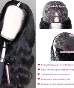 Wig store-Wavy-V Part Wig Human Hair Body Wave Upgrade U Part Human Hair Wig Brazilian Virgin Glueless Wigs Human Hair 180% Density Body Wave V Part Wig No Sew Clip In Half Wigs for Women Beginner Friendly 16 Inch 2