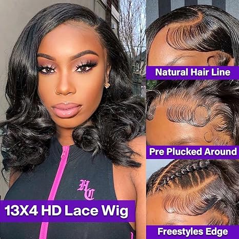 Wig store-Thick-Body Wave Bob Wig Human Hair 13×4 HD Lace Front Wigs Human Hair Pre Plucked 180% Density Glueless Wig Bob Wigs for Black Women Body Wave Lace Frontal Wigs Human Hair Natural Black 14 Inch 2 Wig store-Thick-Body Wave Bob Wig Human Hair 13x4 HD Lace Front Wigs Human Hair Pre Plucked 180% Density Glueless Wig Bob Wigs for Black Women Body Wave Lace Frontal Wigs Human Hair Natural Black 14 Inch - Image 2