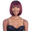 Wig store-Straight-QUEEN VIRGIN REMY QVR Highlight 8inch Light Yaki Straight Bob Wig Human Hair with Bangs 180% Density Glueless Machine Made None Lace Front Short Bob Wigs Ombre Brown Highlights Color for Black Women 5