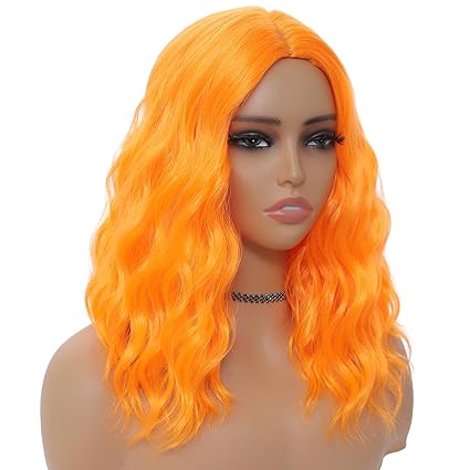 Wig store-Wavy-Orange Wig for Women- Wavy Curly Orange Bob Wigs Middle Part 14 Inch Shoulder Length Heat Resistant Synthetic Colorful Wig 2 Wig store-Wavy-Orange Wig for Women- Wavy Curly Orange Bob Wigs Middle Part 14 Inch Shoulder Length Heat Resistant Synthetic Colorful Wig - Image 2